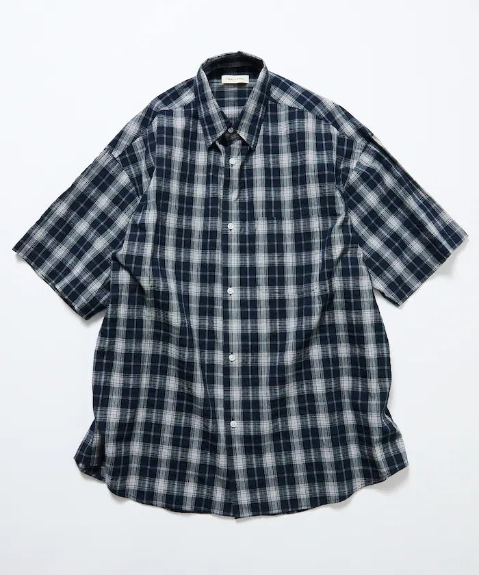 Relax Fit Regular Collar Sheer Seersucker Short Sleeve Shirt 【Limited Edition】