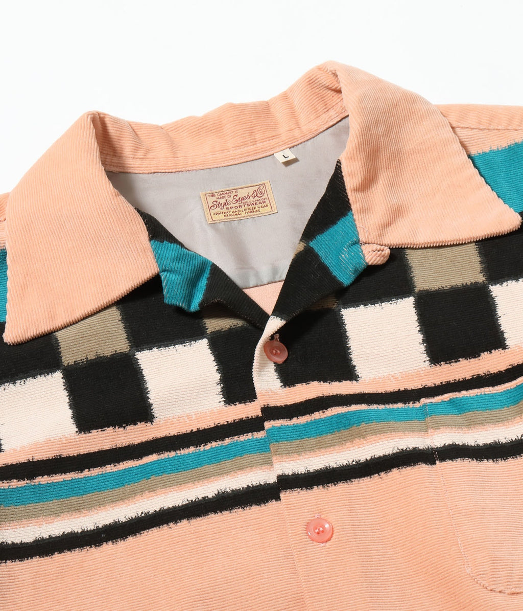 Mid 1950s - Late 1950s Style Corduroy Sports Shirt “SQUARE & STRIPE”