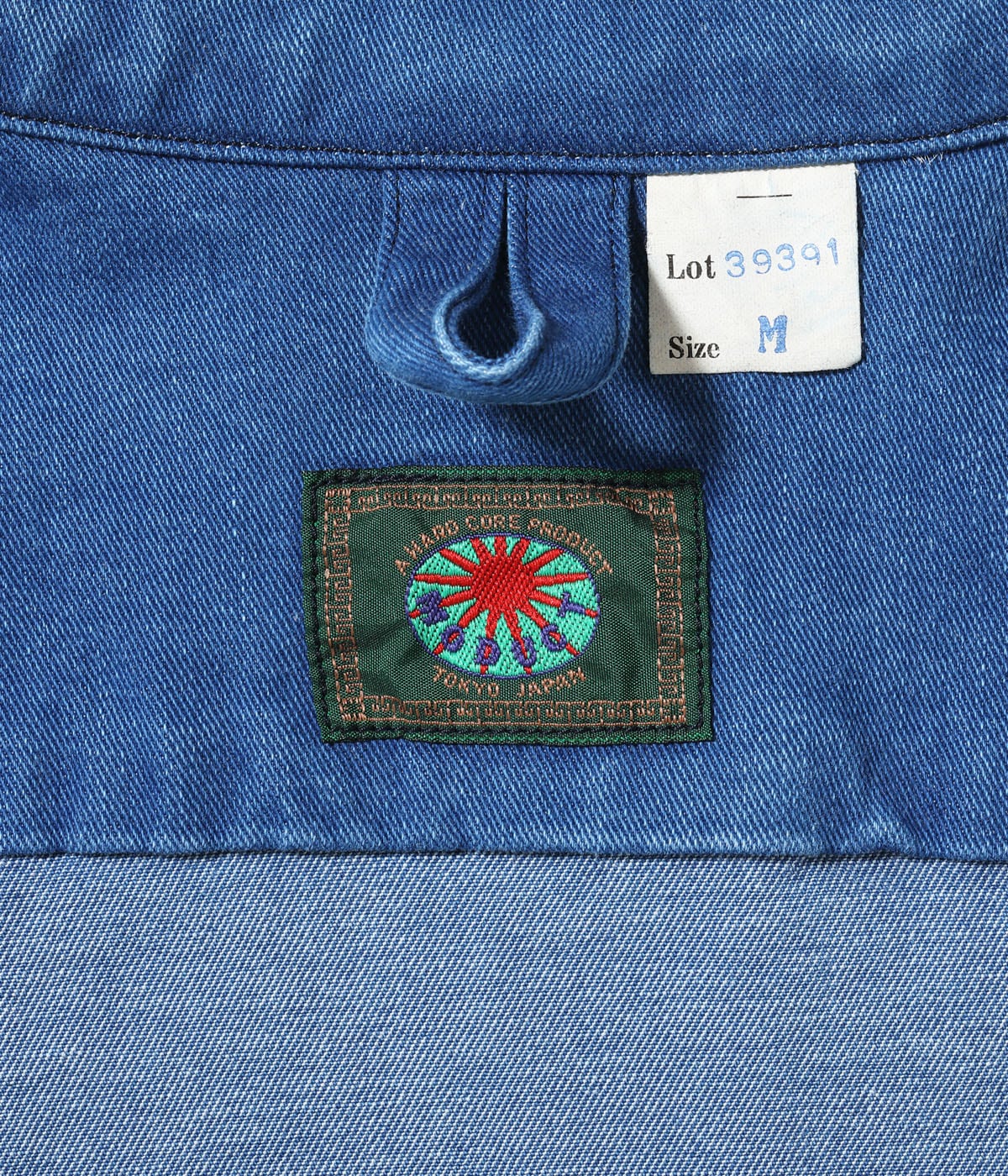 MODUCT CHINO DENIM SCRAB SHIRT with CRACK PRINT AGING MODEL