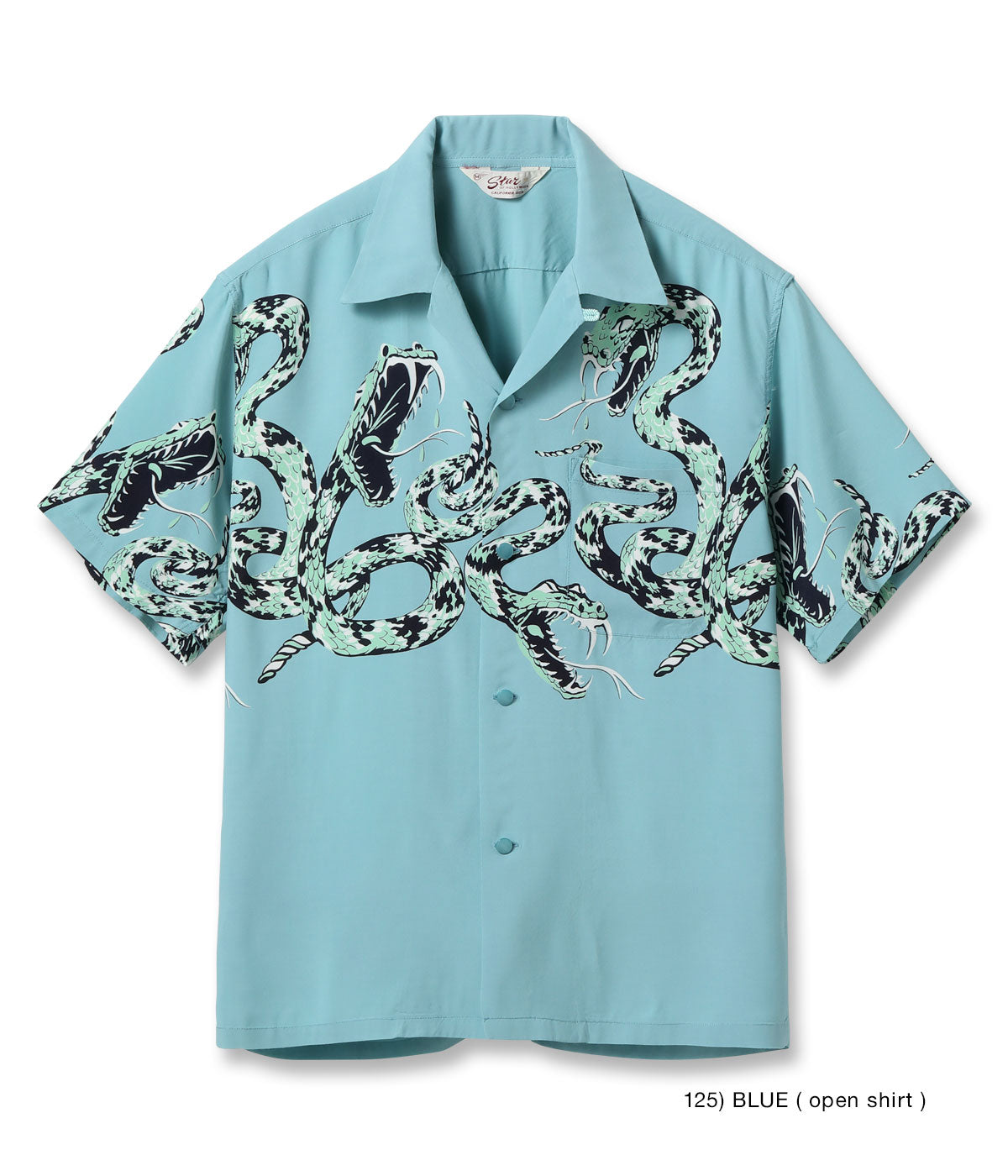 HIGH DENSITY RAYON OPEN SHIRT “RATTLE SNAKE” - BLUE