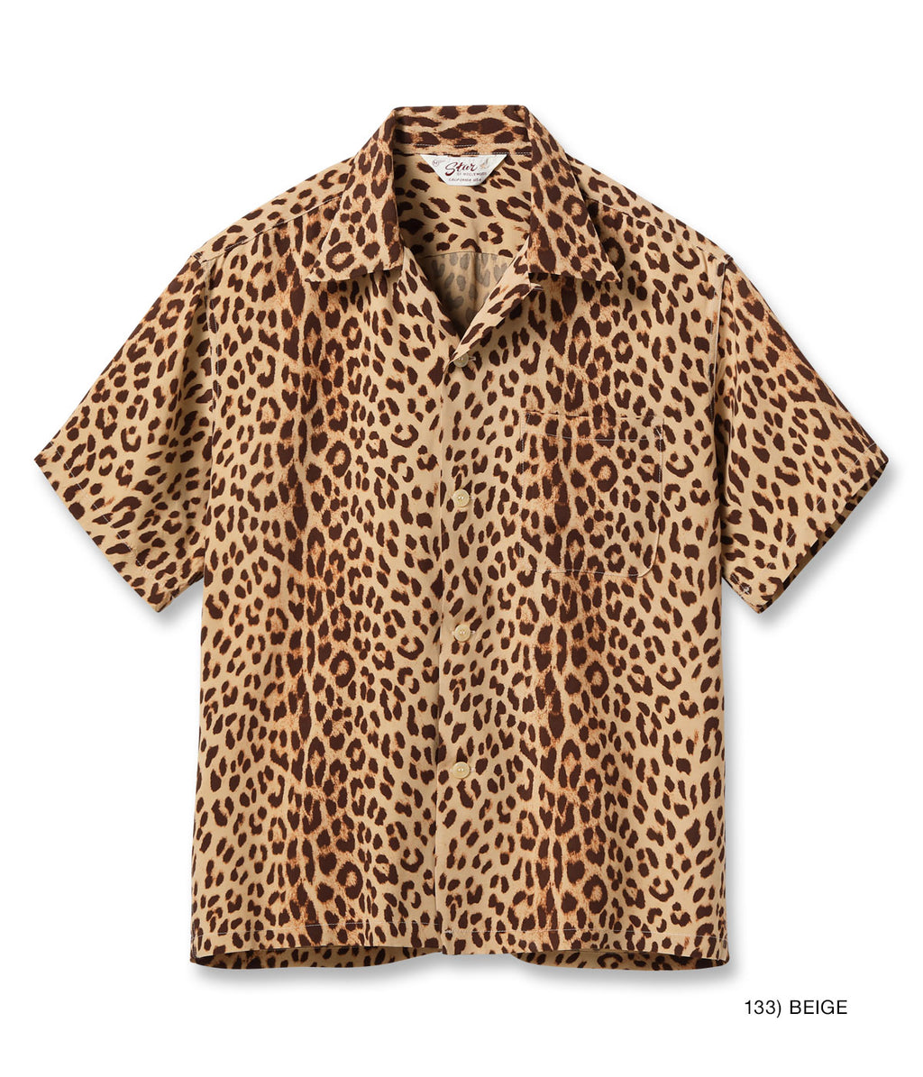 HIGH DENSITY RAYON OPEN SHIRT “LEOPARD” - BEIGE