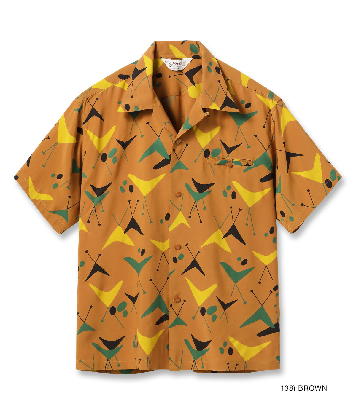 HIGH DENSITY RAYON OPEN SHIRT “ATOMIC” - BROWN