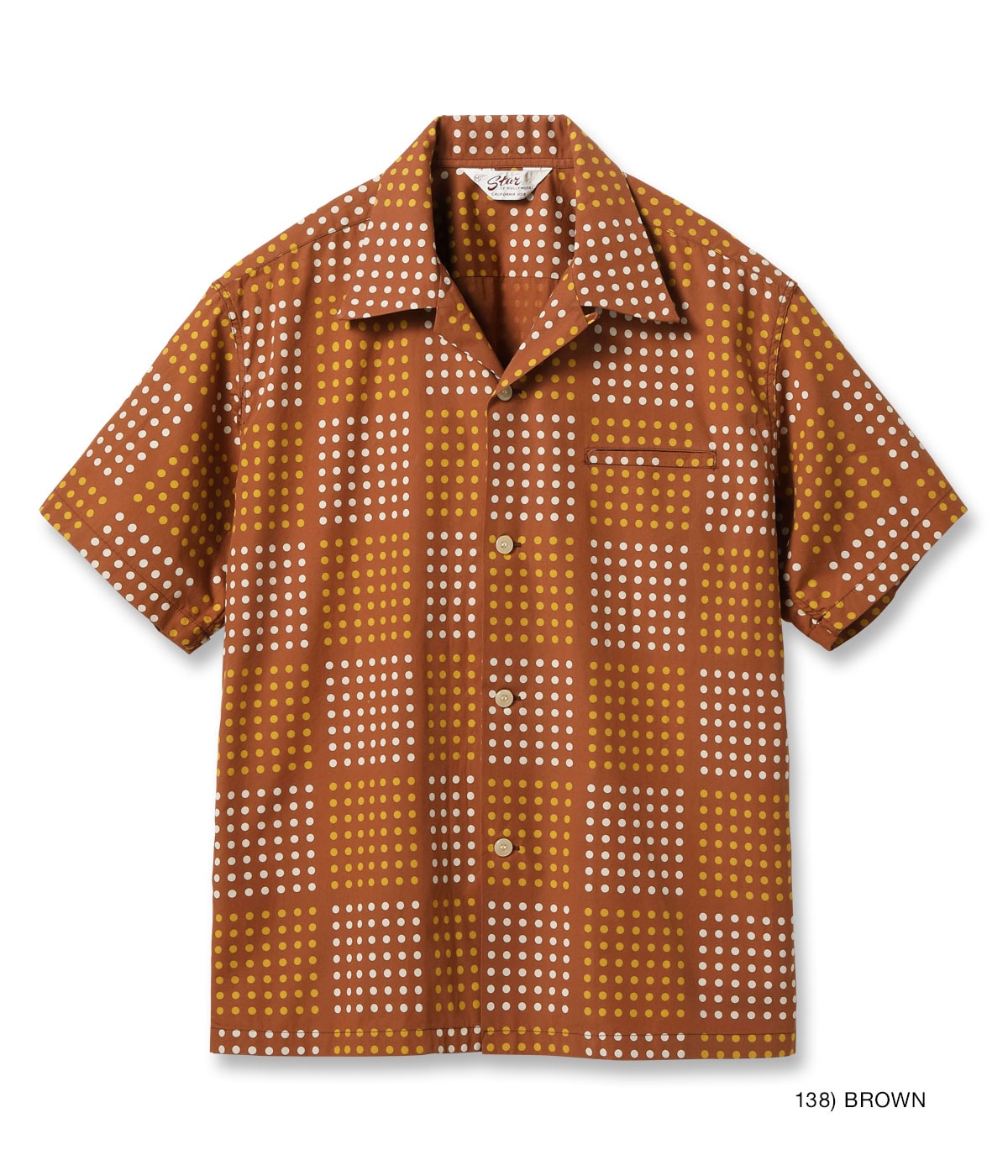 TYPEWRITER COTTON OPEN SHIRT “POLKA DOT” - BROWN