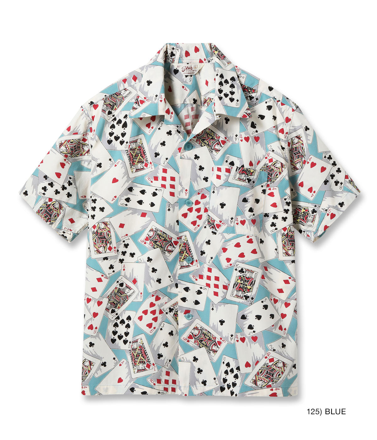 TYPEWRITER COTTON OPEN SHIRT “PLAYING CARDS” - BLUE