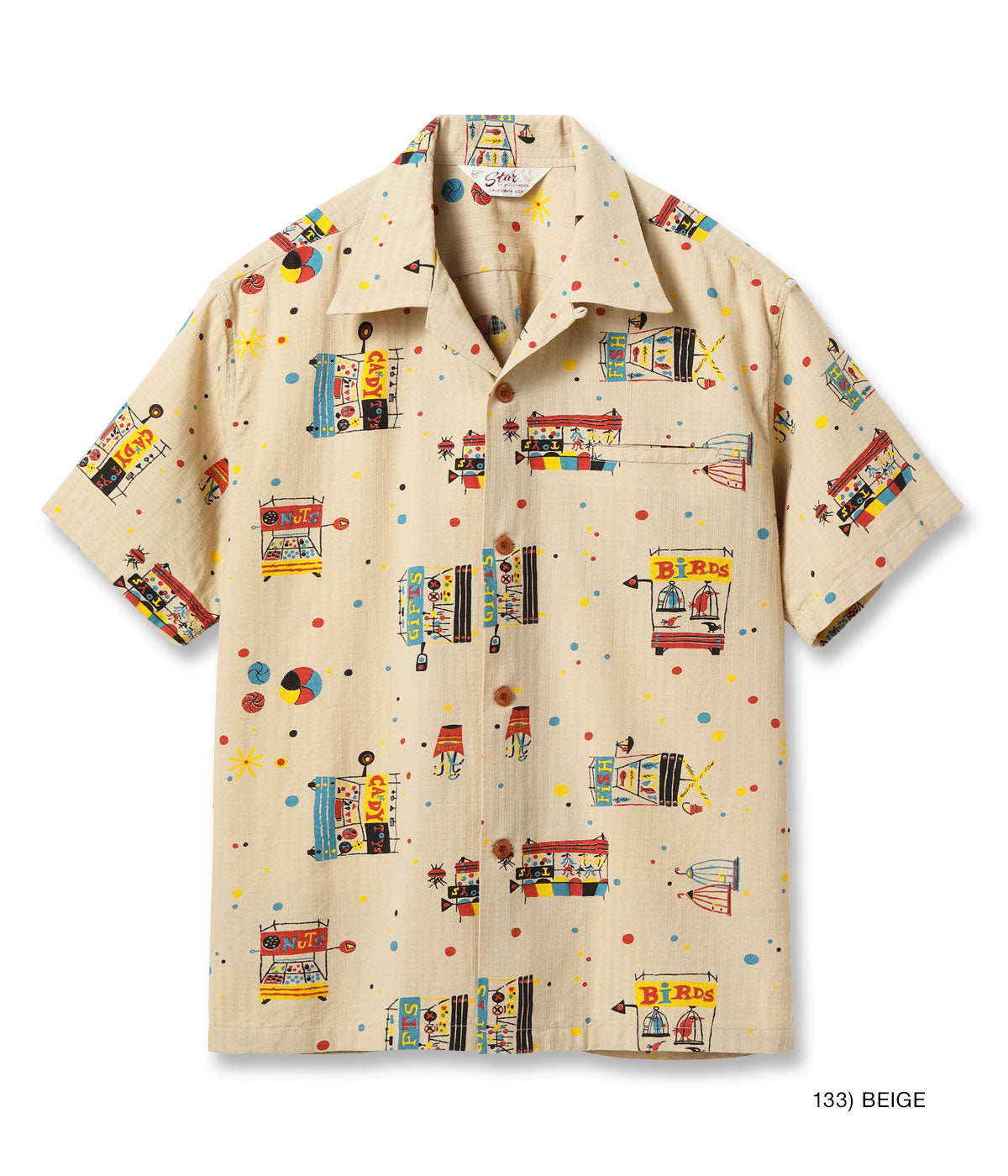 DOBBY COTTON OPEN SHIRT “STREET STALL” - BEIGE