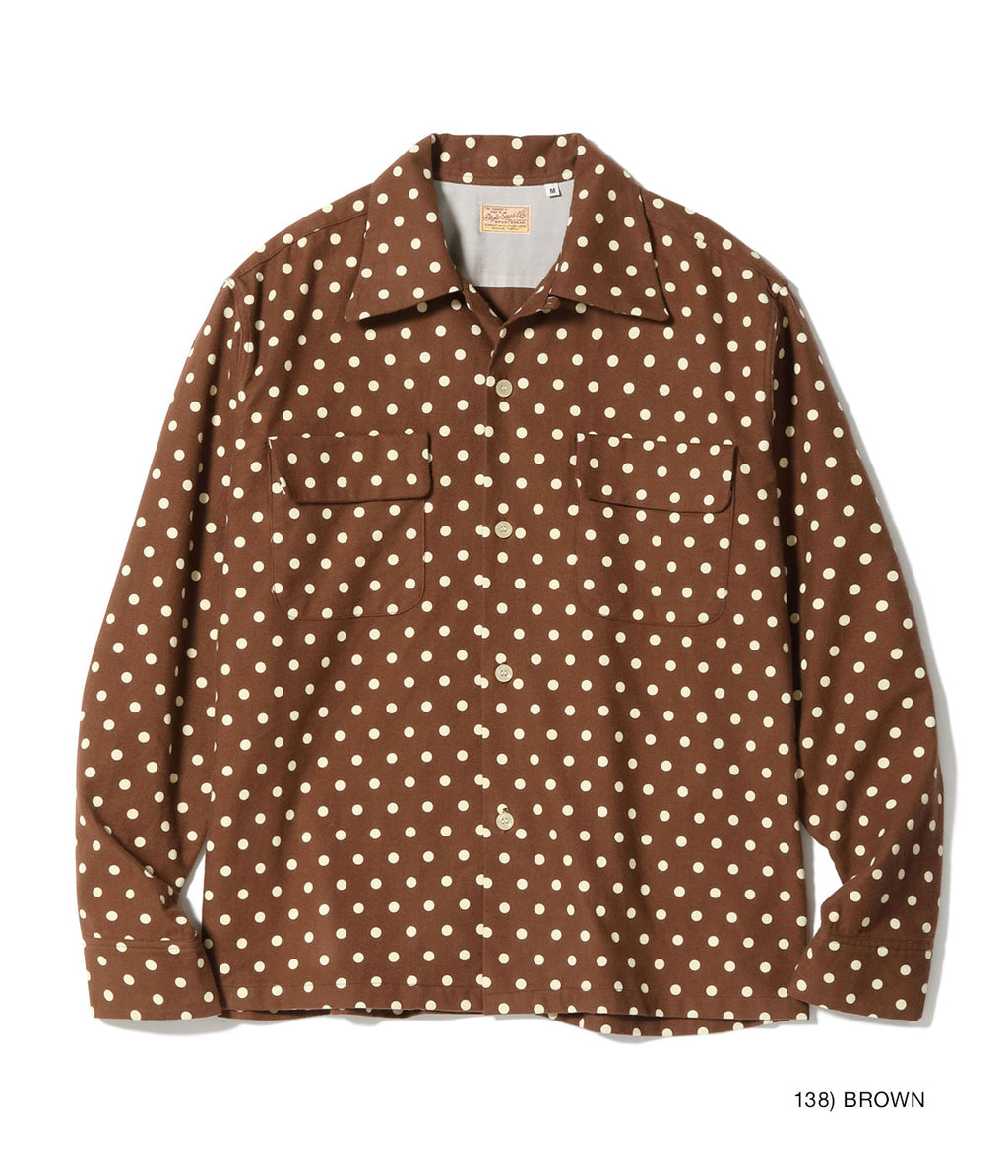 Early 1950s Style Flannel Sports Shirt “POLKA DOT” - BROWN