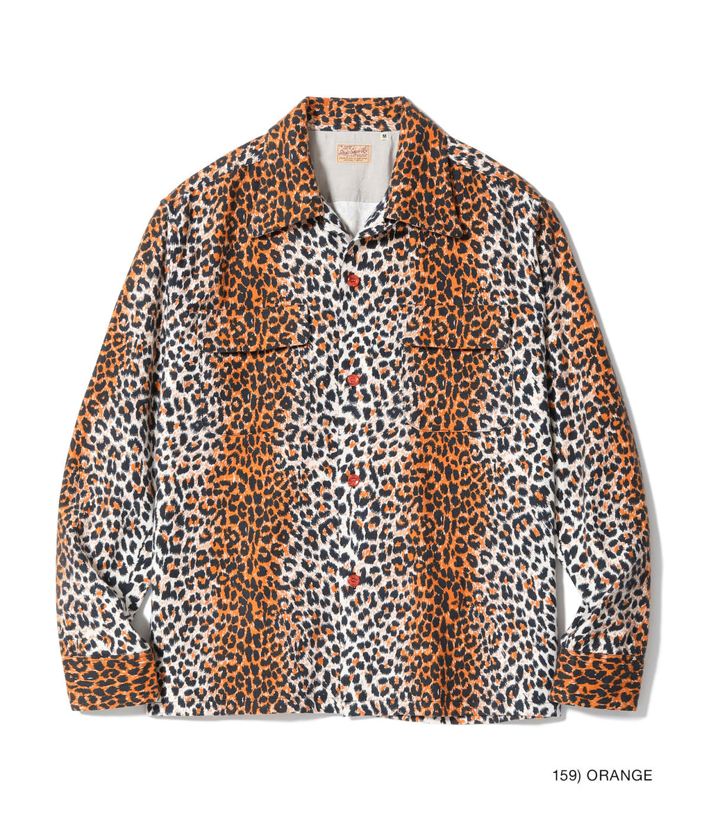 Mid 1950s Style Flannel Sports Shirt “LEOPARD” - ORANGE