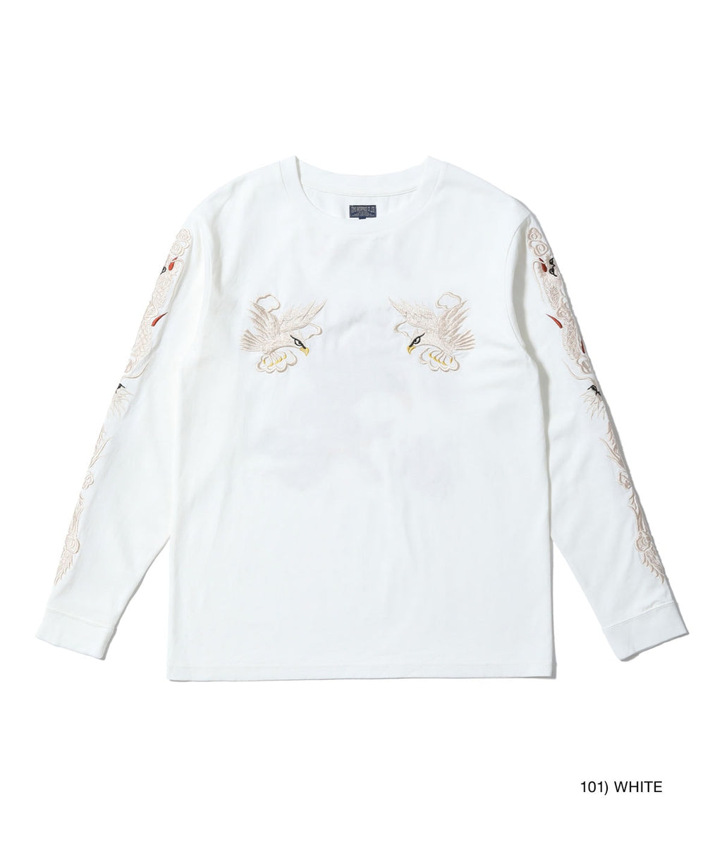 LONG SLEEVE SUKA T-SHIRT EMBROIDERED “EAGLE” - WHITE