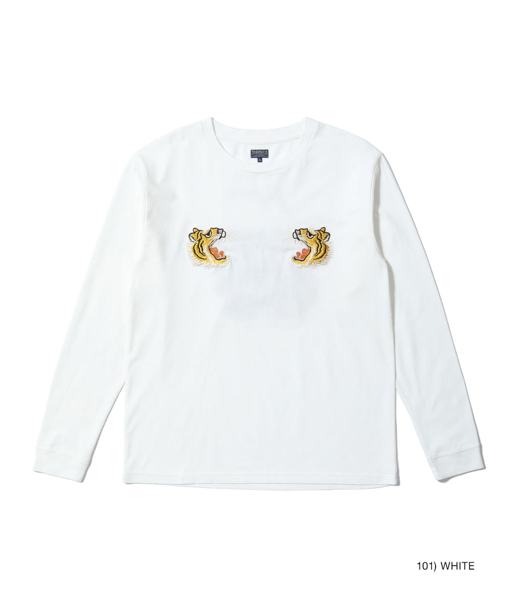 LONG SLEEVE SUKA T-SHIRT EMBROIDERED “TIGER” - WHITE