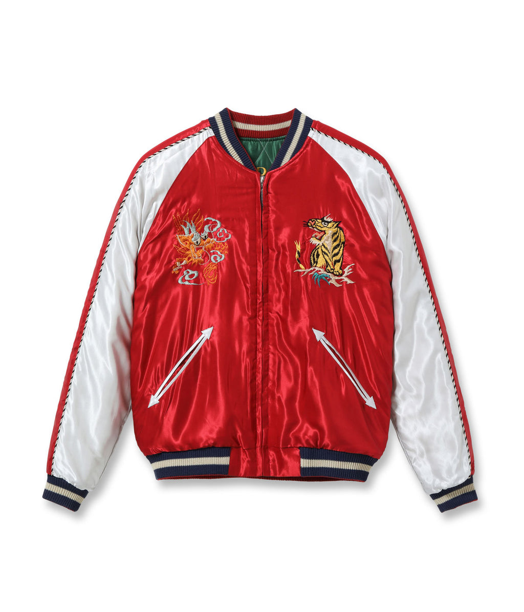 Early 1950s Style Acetate Quilted Souvenir Jacket “JAPAN MAP” × “GOLD DRAGON”
