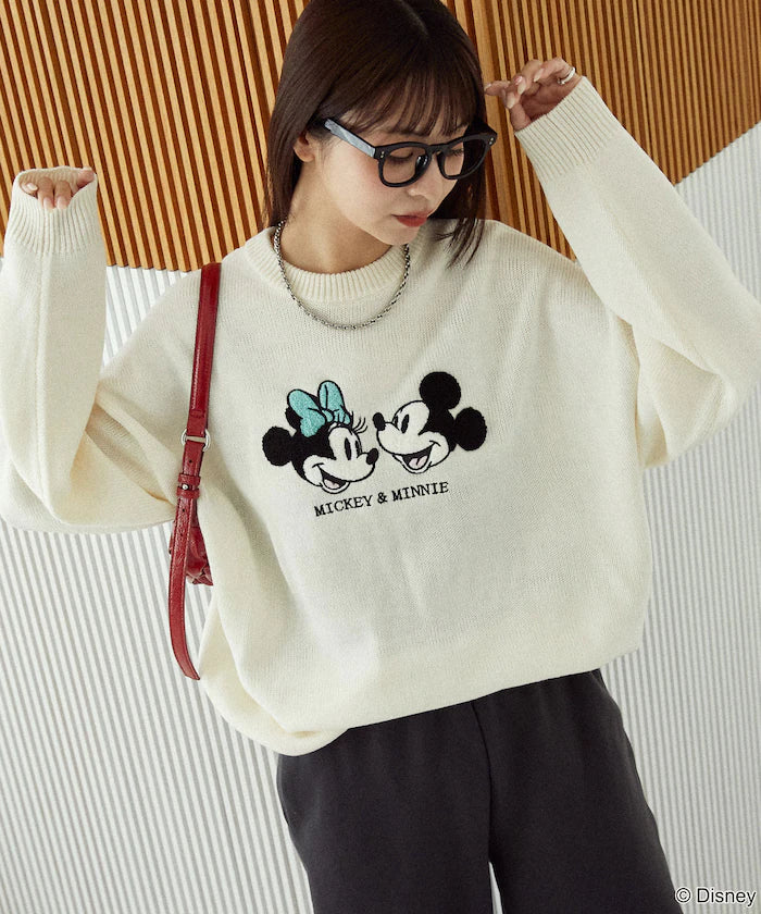 Mickey Mouse & Minnie Mouse/Mickey Mouse & Minnie Mouse/Sagara Embroidery Oversized Knit Limited Edition