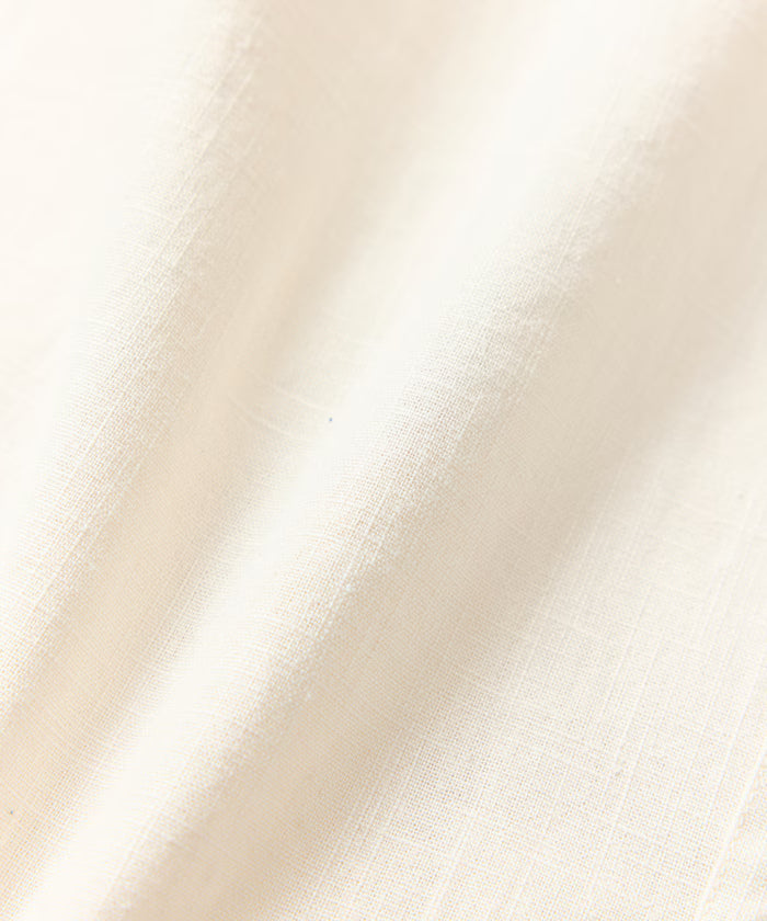 LINEN COTTON OPEN COLLAR SS SHIRT