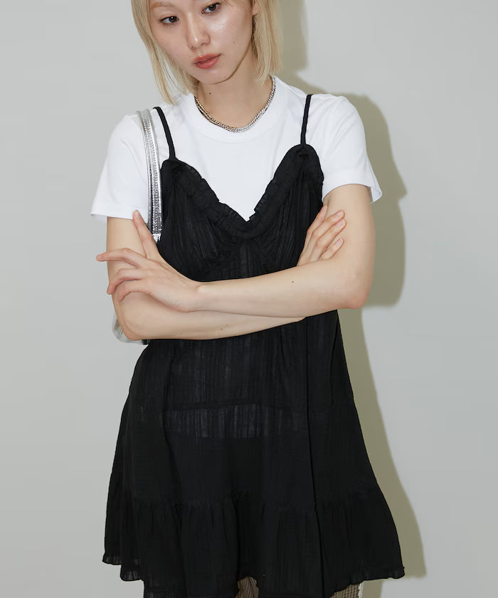 India Cotton Ruffle Tiered Camisole Mini Dress Limited Edition