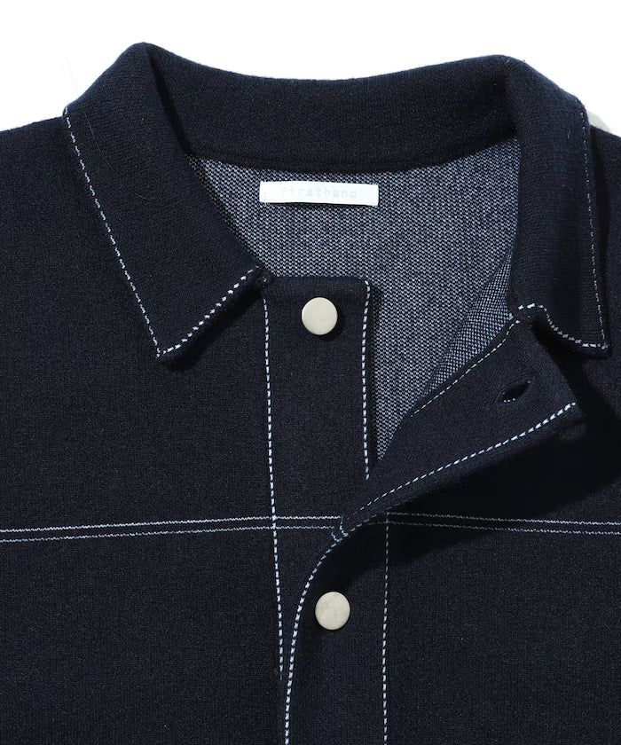 Oversized Wool Blend Knit Coverall / Color Stitch Knit Jacket