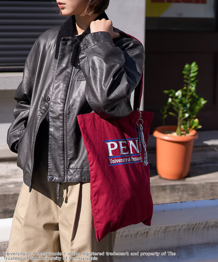 College Logo Tote Bag with Key Charm/A4 Size Tote Bag