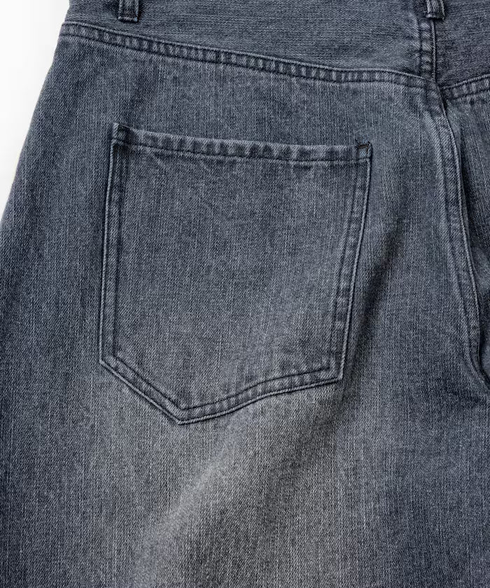 Wide Silhouette Curve Denim Pants One Wash