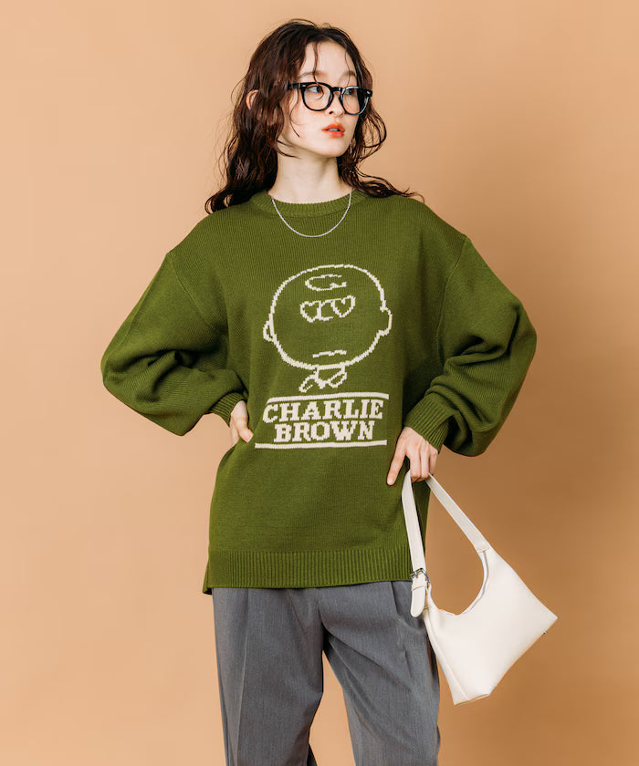 PEANUTS/Peanuts Exclusive Relaxed Fit Jacquard Crewneck Knit / Charlie Brown [Limited Edition]
