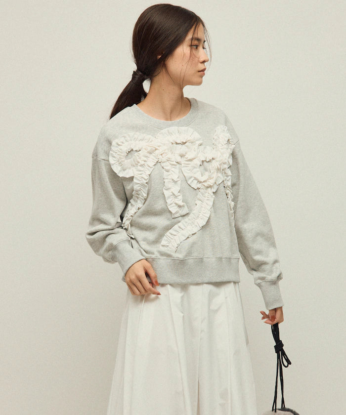 Organic Cotton Gather Ribbon Sweat / Relaxed Fit / French Terry Sweat