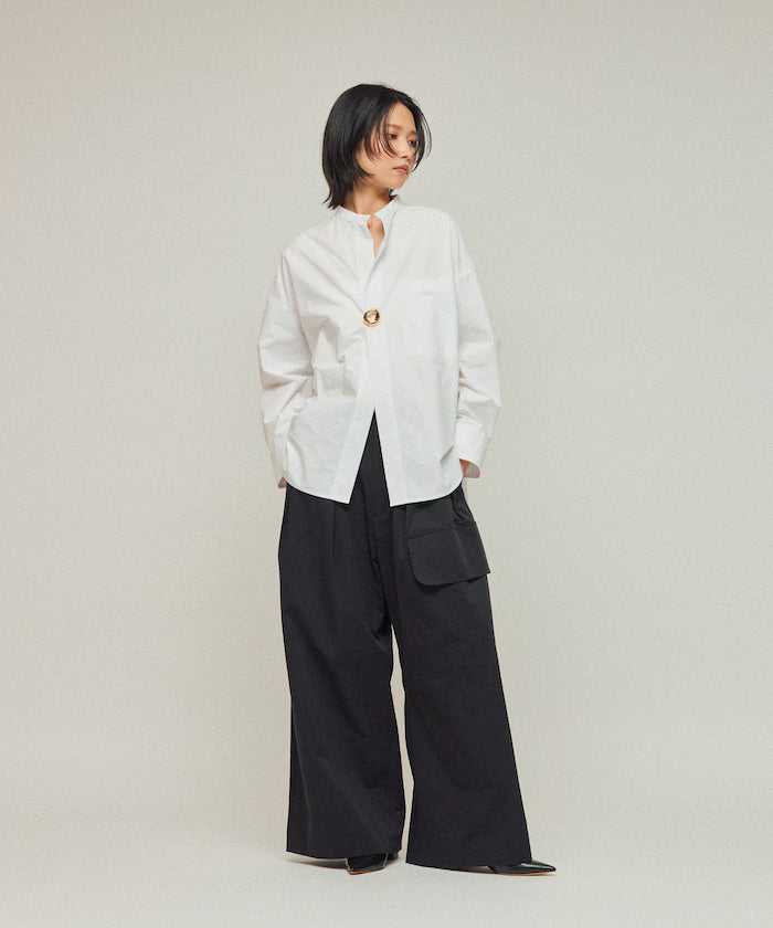 Oversized Long Sleeve Brooch Shirt