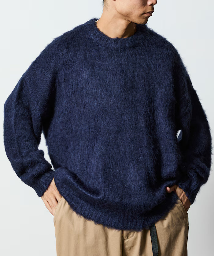 Relaxed Fit Crew Neck Pullover Shaggy Knit [Limited Edition] - Navy