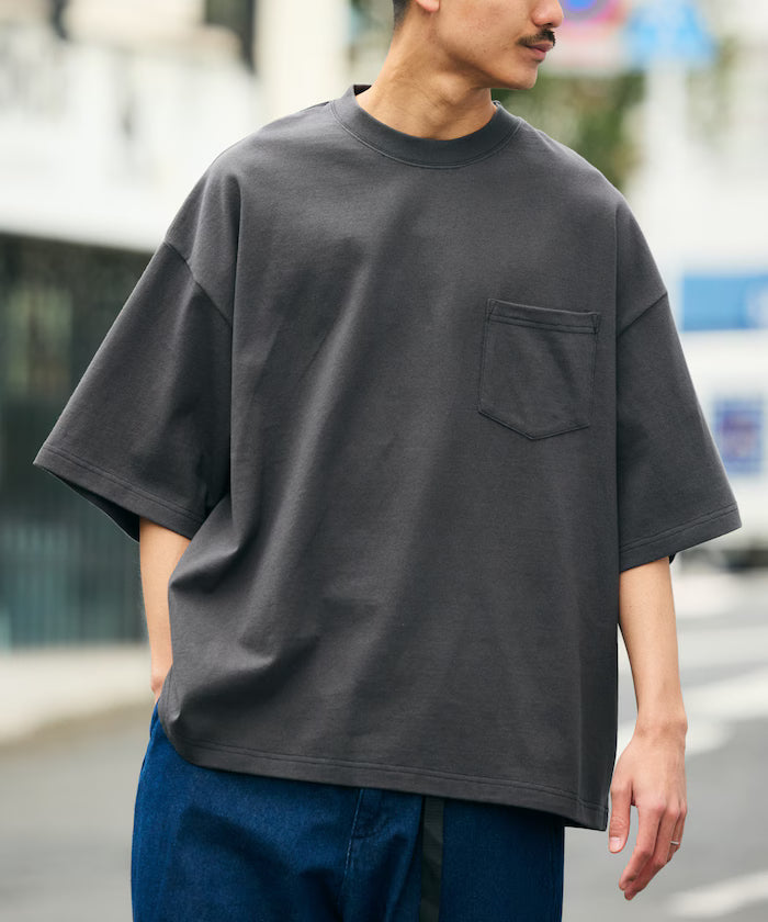 9 oz Heavyweight Big Silhouette Crew Neck Pocket T-Shirt / Heavyweight [Limited Edition] - Dark Gray