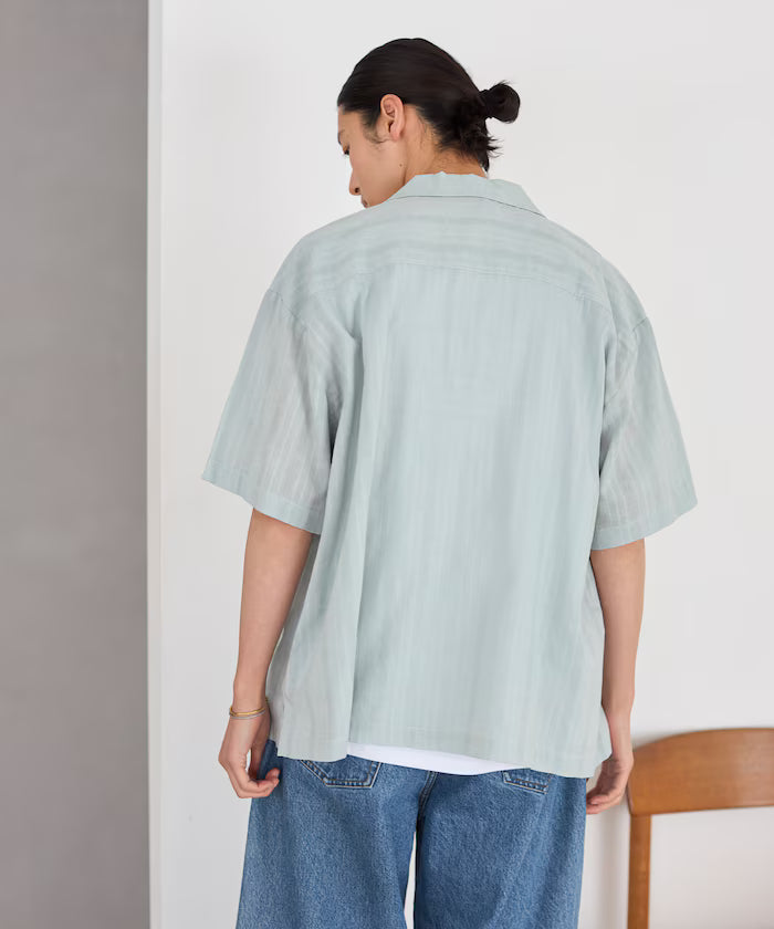 Dobby Weave Short Sleeve Open Collar Shirt / Big Silhouette