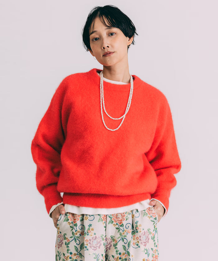 Fluffy Knit Pullover - Red