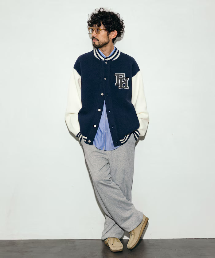 Relaxed Fit Logo Knit Varsity Jacket