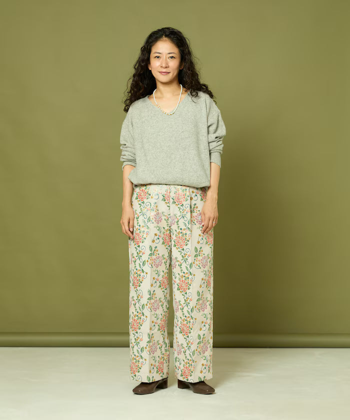 Flower Jacquard Wide Pants