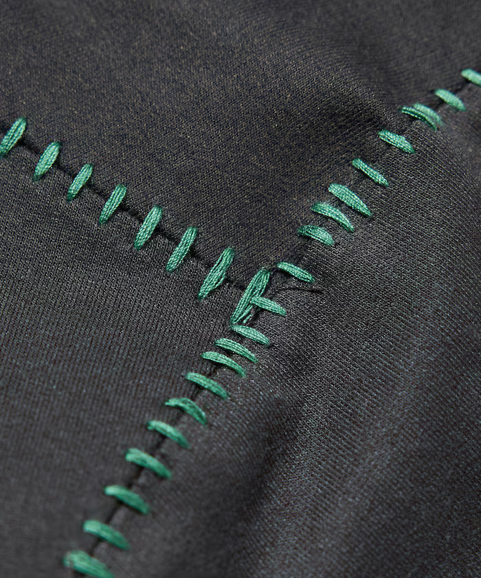 Boxy Silhouette Color Stitch Crew Neck T-Shirt