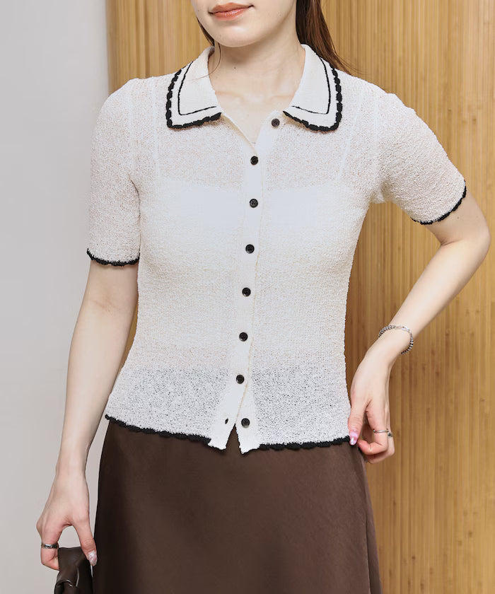 Color Embroidered Polo Collar Cardigan [Limited Edition]