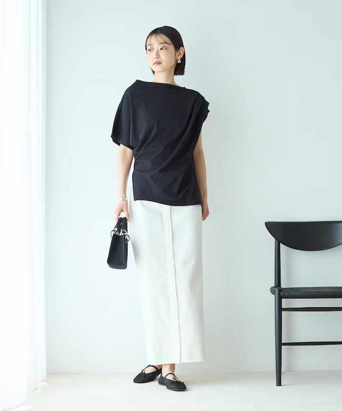 Organic Cotton Asymmetrical Draped Top