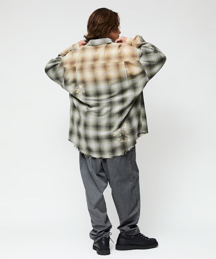 Relax Fit Relaxed Fit Bleached Ombre Check Flannel Shirt [Limited Edition]