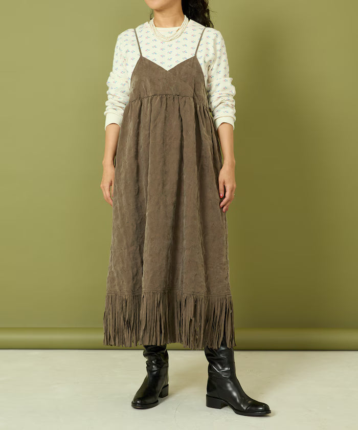 Fade-Processed Fringe Mini Dress