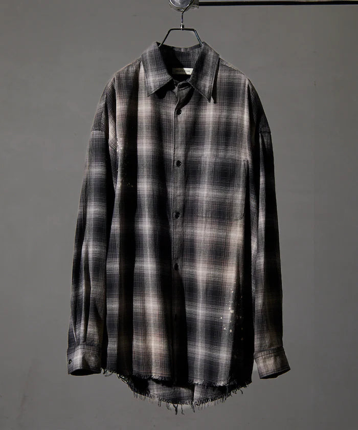Relax Fit Relaxed Fit Bleached Ombre Check Flannel Shirt [Limited Edition]