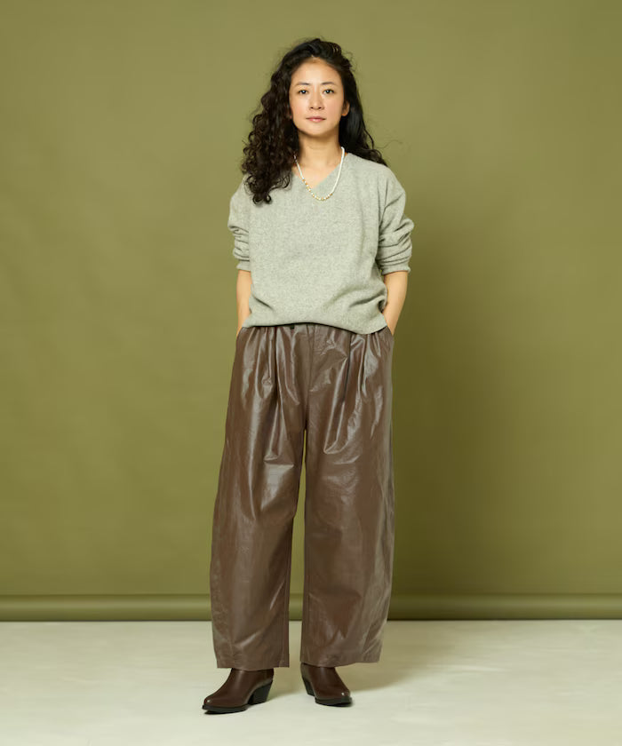 Leatherette Easy Tuck Pants