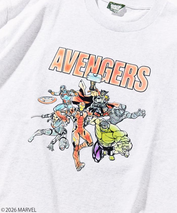 MARVEL/Marvel Avengers Crew Neck T-Shirt / Electrostatic Flock Processing