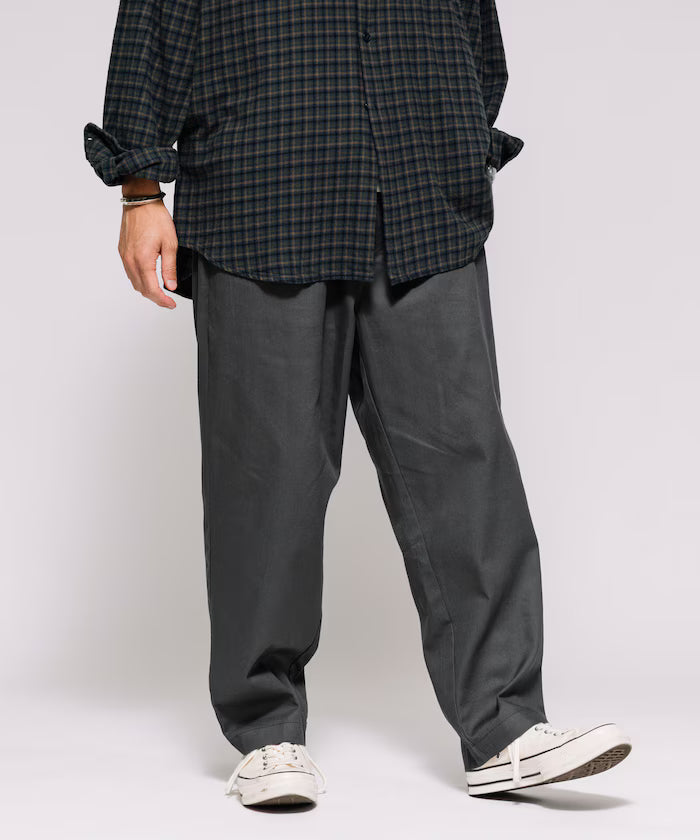 Wide Silhouette Drawstring Chino Pants / Tapered Silhouette Easy Chino Pants