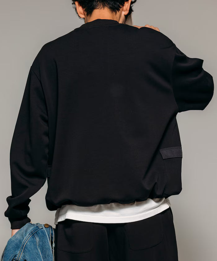 <New Color Added> Side Pocket Spindle Cardboard Crew Neck Sweatshirt