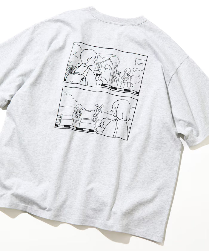 tombonia/Tombonia Back Print Crew Neck T-Shirt/Boy Meets Girl - Ash Gray