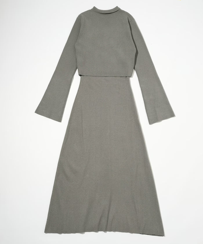 Functional Fabric Silk Blend Knit Ensemble Dress / Anti-Pill / Machine Washable