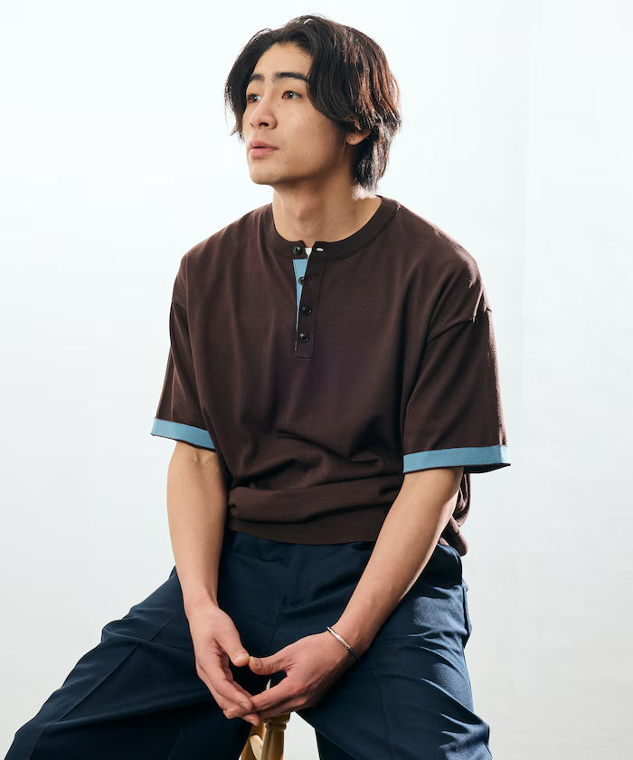 Relax Fit Relax Fit Cool Touch Color Block Henry Neck Pullover 【Limited Edition】