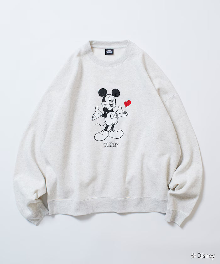 DISNEY/Mickey Mouse/Custom Crew Neck Printed Sweatshirt/Heart [Limited Edition]