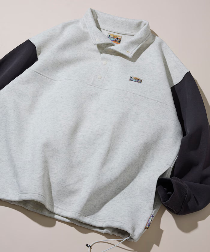 Big Silhouette Spindle Cardboard One Point Logo Snap Button Sweat