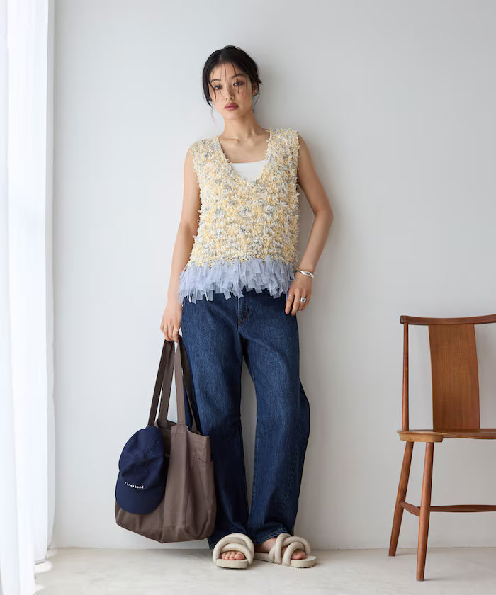 2WAY Fringe Hem Knit Vest