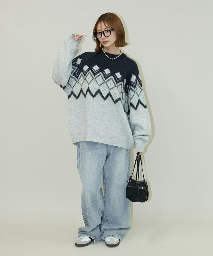 Jacquard Mohair Touch Knit Pullover Limited Edition
