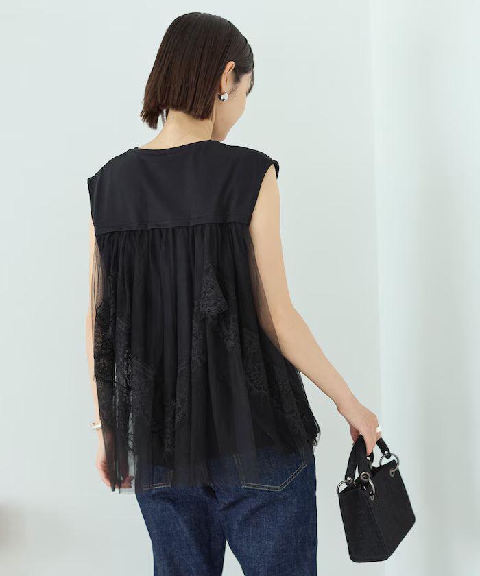 Organic Cotton Tulle Lace Docking Top