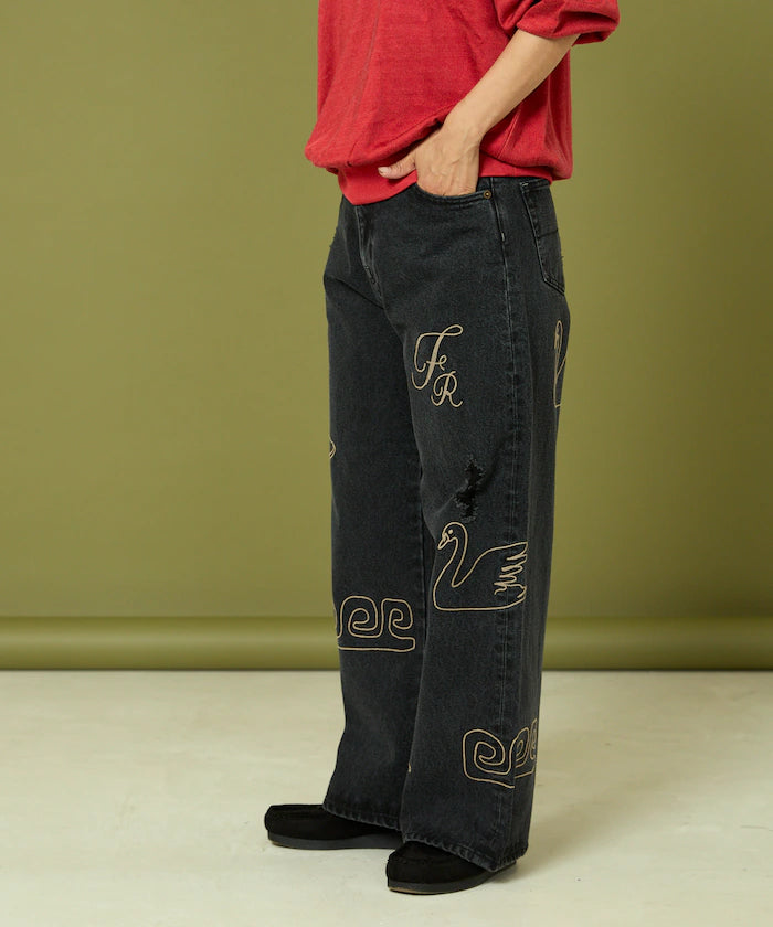 Chain Stitch Wide Denim