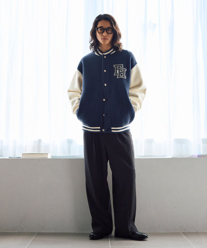 Relaxed Fit Logo Knit Varsity Jacket