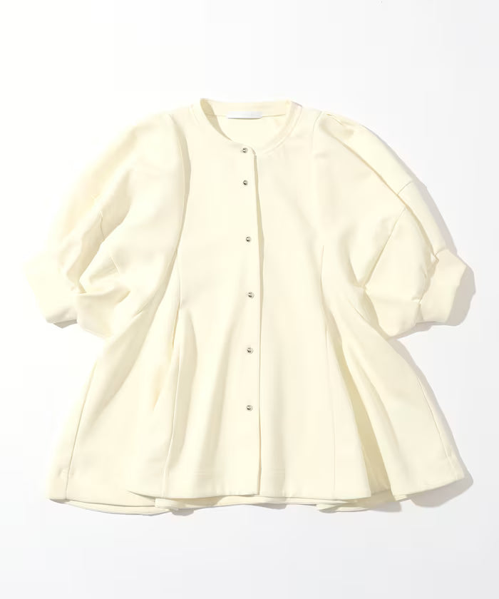 Cardigan with Peplum and Puff Sleeves